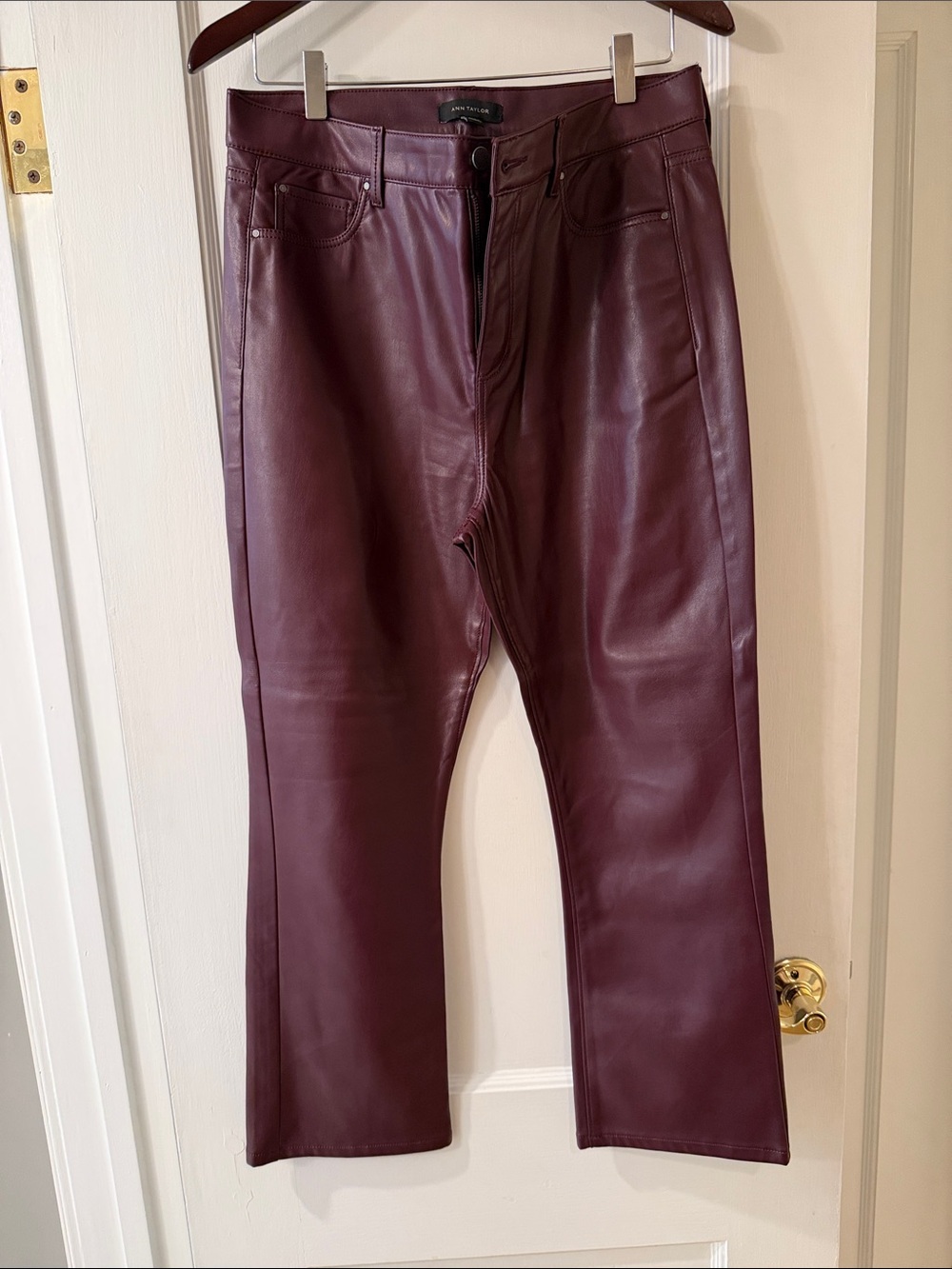 Faux Leather Pants - Burgundy